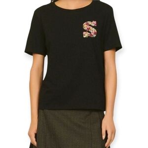 Sandro Henria Embroidered "S" Logo Tee Black T-Shirt Sandro 0 or XS